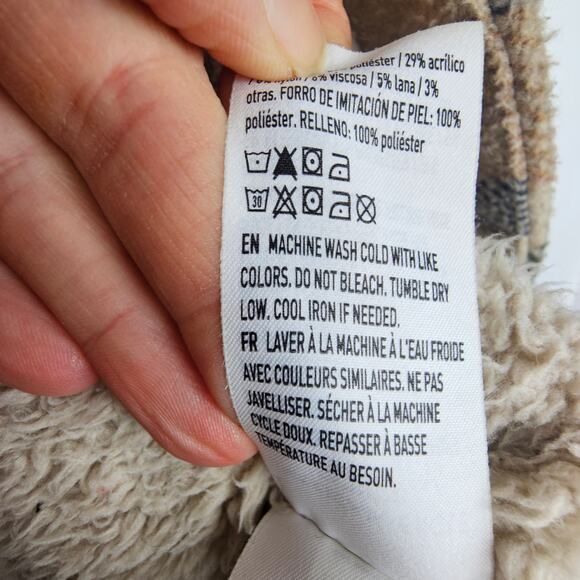 American Eagle Womens Oversized Flannel Chore Coat Barn Jacket XXL Sherpa Lined - Picture 9 of 10